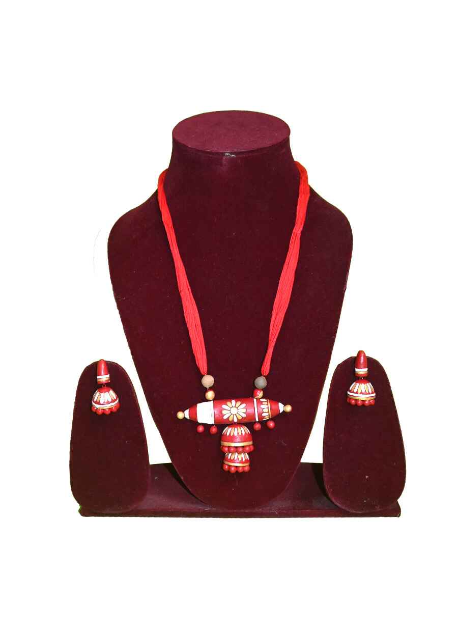 Party Wear Tribal Design Terracotta Necklace - 2