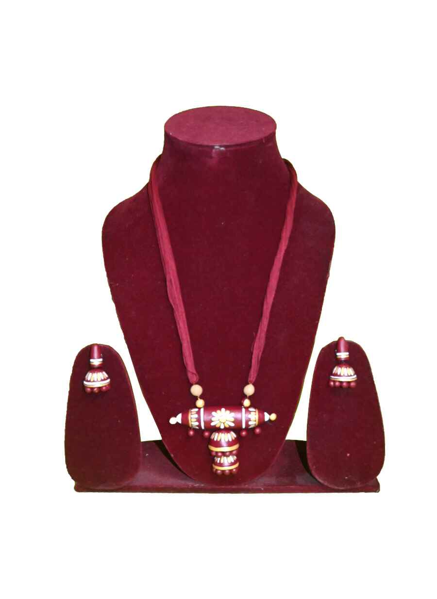 Party Wear Tribal Design Terracotta Necklace - 1