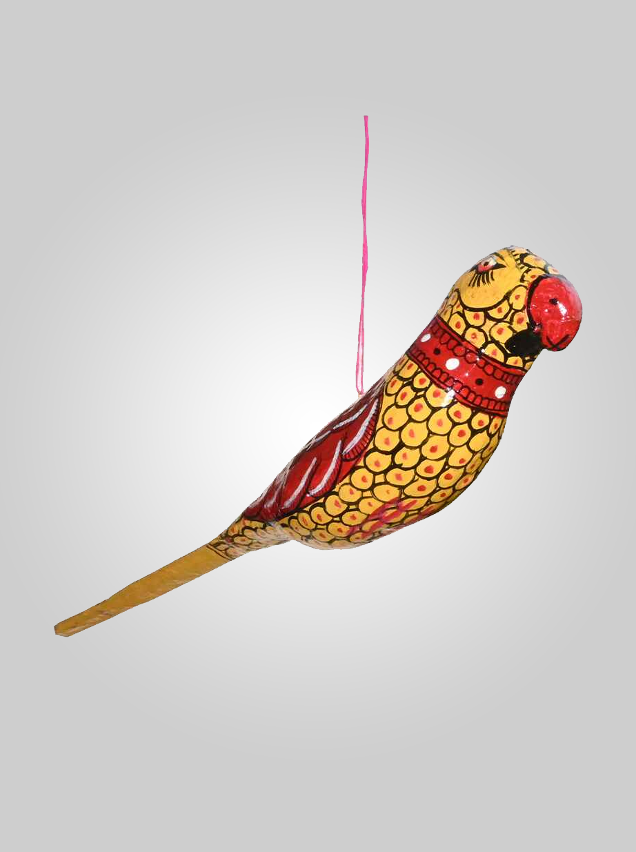 Patachitra Parrot Paper and Wooden Dust- Yellow Coloured - 1