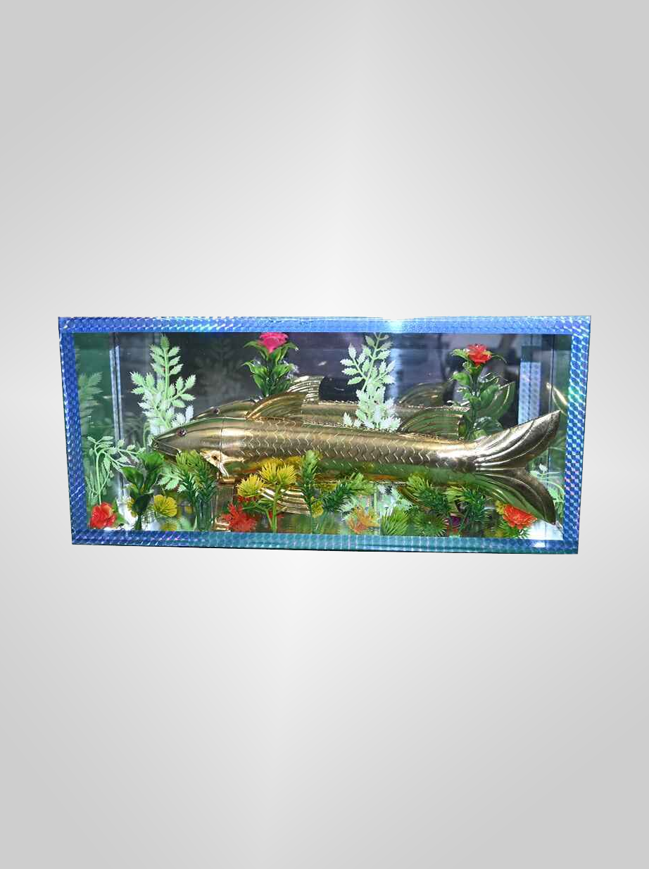 Brass Handcraft Decorative Piece of Fish Covered with Glass