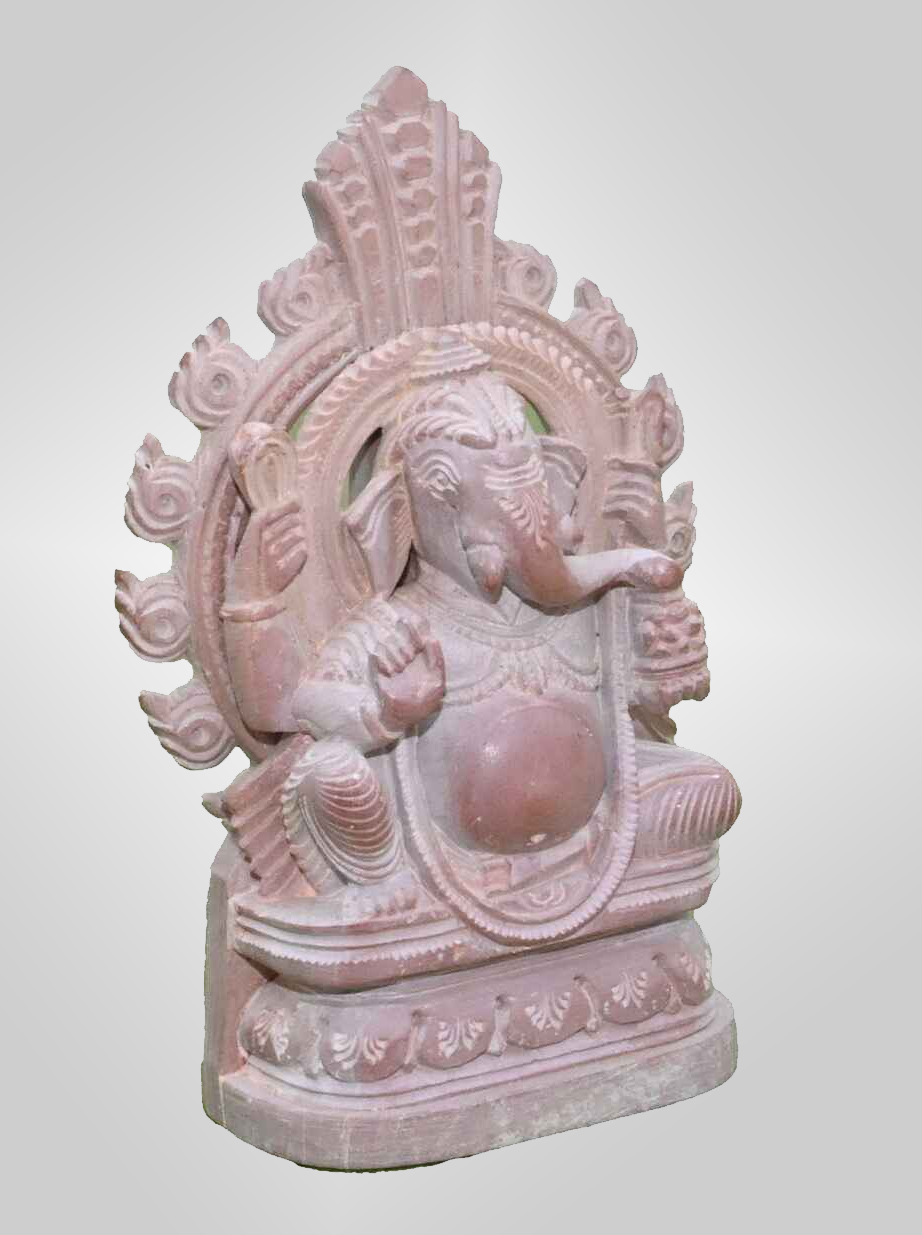 Pink Stone Ganesh with Back Side Design - 1