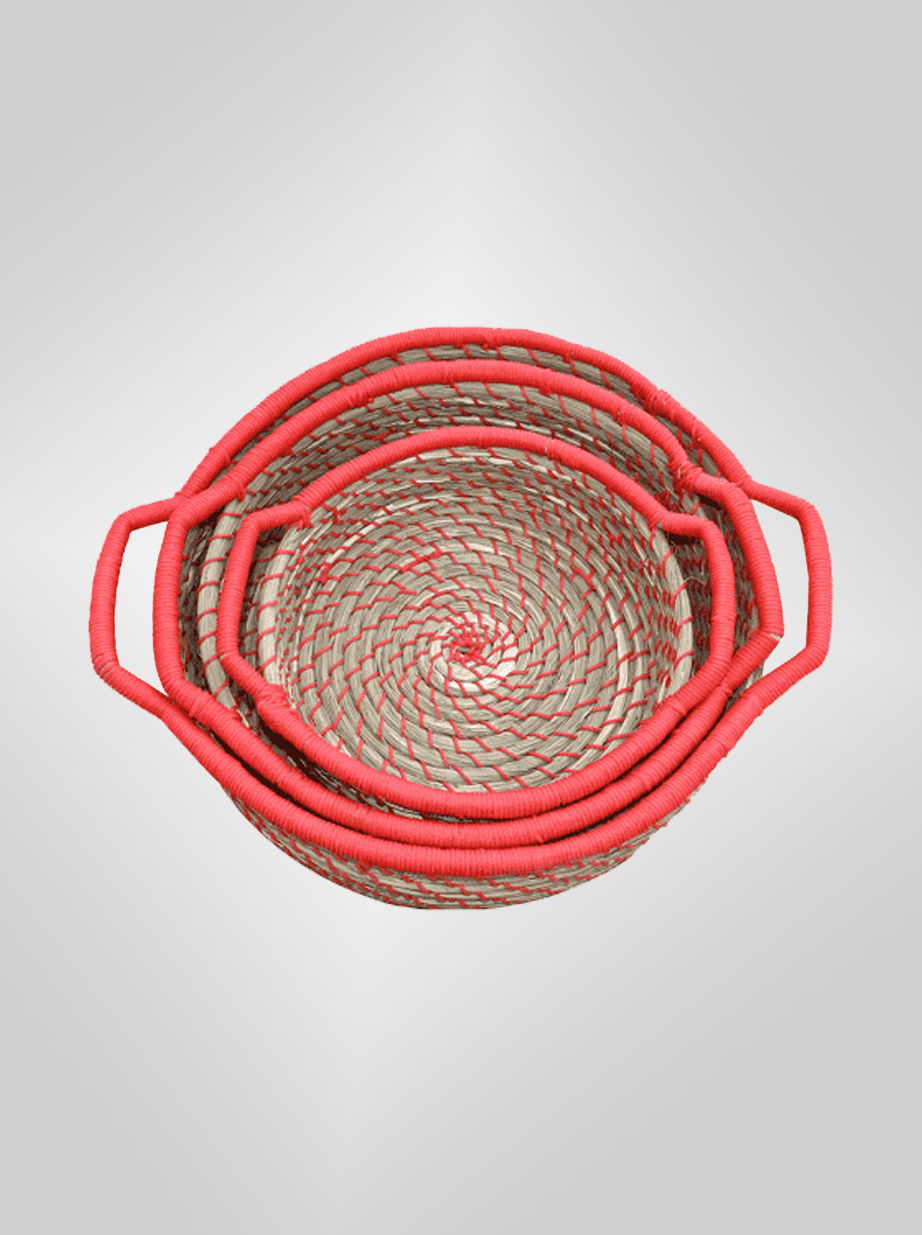 Sabai Grass Basket - Set of-3 - Red