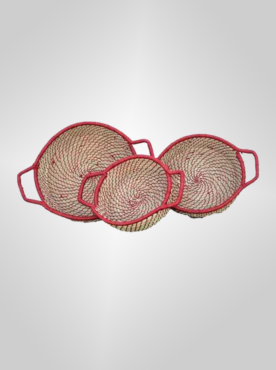 Sabai Grass Basket - Set of-3 - Maroon